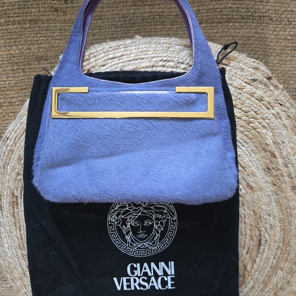 Versace Lavender Shoulder Bag with Gold Accent